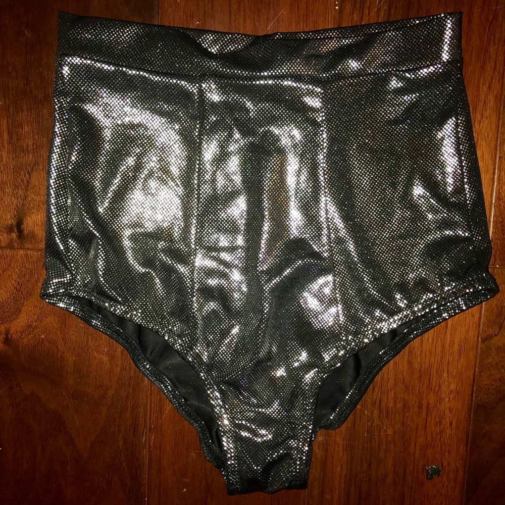 Metallic high waisted shorts